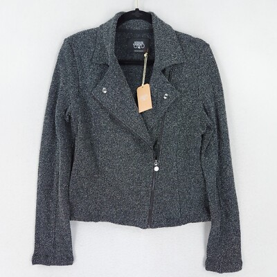 Le Temps Des Cerises Jacket Large Womens Black Full Zip Lightweight Moto NEW