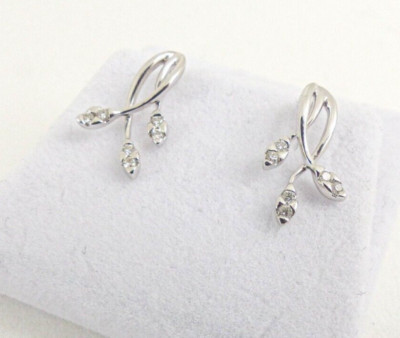 18kt Weißgold Diamant Ohrringe Ohrstecker Schmetterling gepunzt mit Geschenkbox