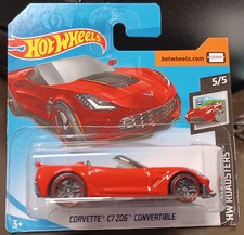 2019 Hot Wheels #95 HW Roadsters 5/5 CORVETTE C7 Z06 CONVERTIBLE Short Card RED