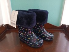 CARTER Toddler Girls Polka Dot Rubber Boots Fur Top NWT