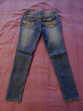 Hydraulic girls 12 skinny denim jeans adjustable waist flap pockets worn once