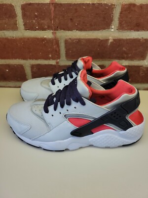 Nike Womens Air Huarache Run Shoes White Gray Red Low Top Womens Youth 