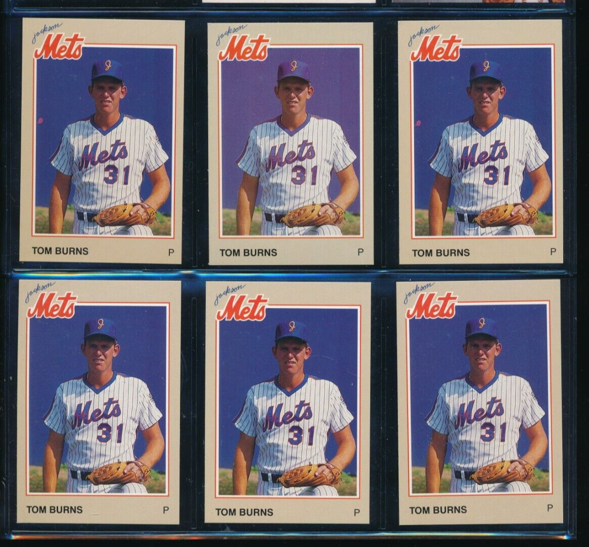Lot (6) 1987 Coca-Cola Tom Burns #21 Jackson Mets (HY12) SWSW7