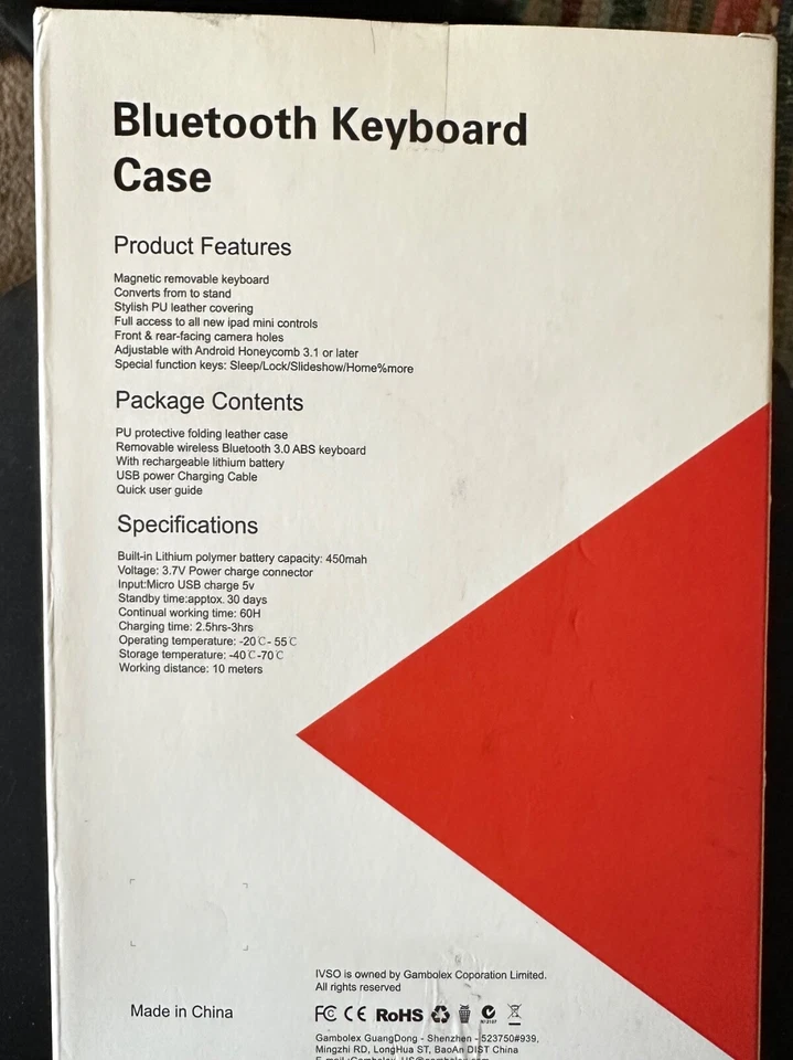 IVSO BLUETOOTH KEYBOARD CASE 4 Galaxy Tab S2 9.7 iPad mini NEW IN BOX black - Image 2 of 3