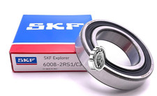 NEW SKF 6008 2RS C3 DEEP GROOVE BALL BEARING, RUBBER SEALED 40x68x15 mm.