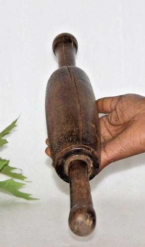 Set of 2 Antique Wooden Chapati Bread Rolling Pins Belans Original Old Lacquer - Picture 5 of 6
