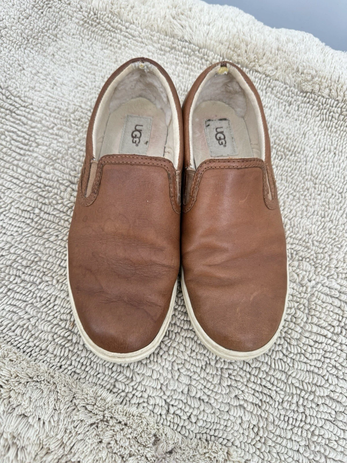 Scarpe UGG mocassino donna slip on comode basse punta tonda pelle marrone casual 8