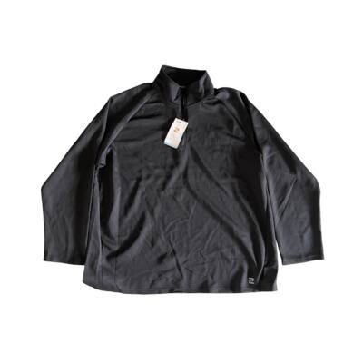ZELOS Men's Quarter-Zip Pullover Jacket True Black Mock Neck Performance 