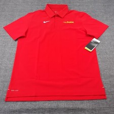 Nike Polo Shirt Mens Size Large Performance Red Dri-Fit Snap Button Collar