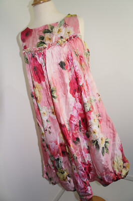 Monnalisa Chic Kleid Blumen 100% Seide Gr. M 160, 164, 170 Ballonkleid