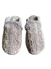 Dearfoams Cozy Comfort Women's L Gray Cable-Knit Scuff Slip On Slippers