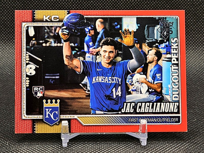 2026 Topps Series 1 Celebration Jac Caglianone Dugout Peeks Red SSP #3/5