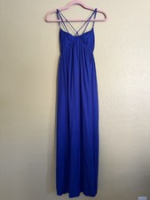 Anthropologie Halter Side Slit Maxi Dress Blu...