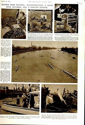 Original Old Vintage Print 1951 Princess Elizabeth Boat Race Mortlake Putney