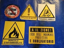 Icn4 Cartelli Industriali,  Segnali Di Avvertimento , Lotto Vintage 5 Modelli 