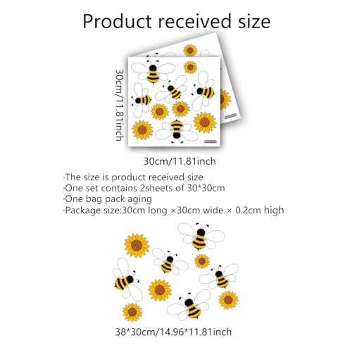 Watercolor Sunflower Bee Flower Wall Stickers, Floral Art Wall Decals - Afbeelding 2 van 6
