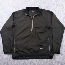 Vintage Nike Running Windbreaker Jacket Womens Medium 1/2 Zip Anorak Black