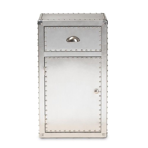 Baxton Studio Serge Silver Metal 1-Door Accent Storage Cabinet - Picture 4 of 11