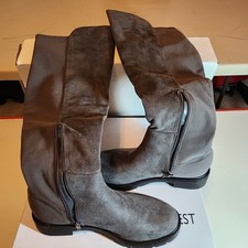 Nine West Tread2 Charcoal Suede Zip Closure Leather Dress Boots W/box Size 8 M