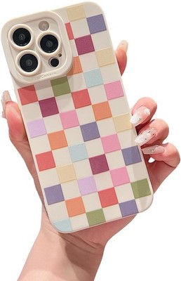 iPhone 15 Pro Hülle Kariert Bunt Weich TPU Silikon Stoßfest Cover