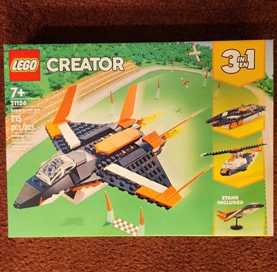 LEGO Creator 3 in 1 Supersonic-Jet 31126 Complete Set 215 Pieces Display Stand