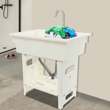 Utility Laundry Sink Sink with Washboard and Faucet Freestanding Laundry Sink