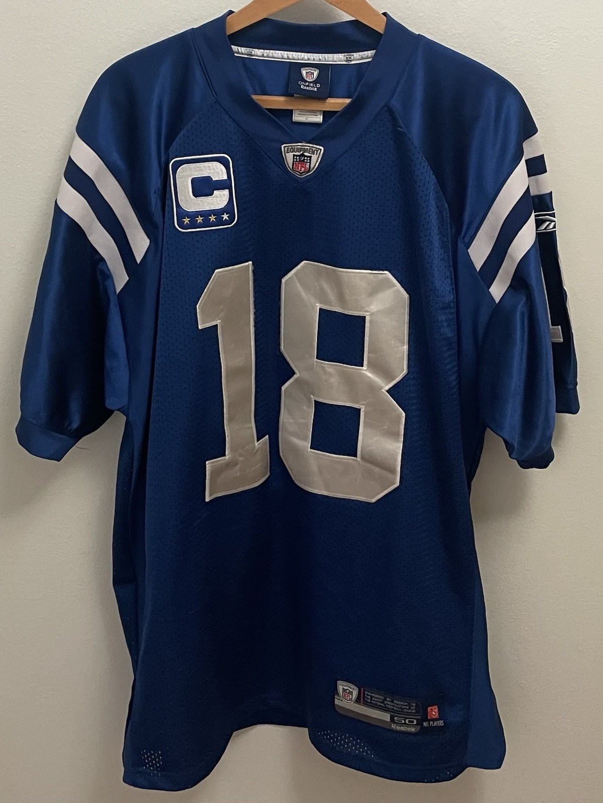 Indianapolis Colts Peyton Manning Blue Vintage Reebok Jersey Men's Size 50 (L)