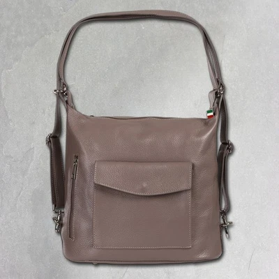 Florence Sac À Dos Dame Cuir Véritable Gris ORF103K2 38x32x14cm - Photo 1/4