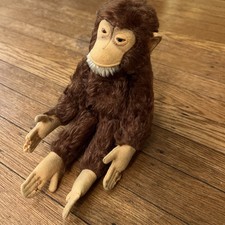 VTG Steiff Jocko Chimp 1960s Mohair Plush 11in Jointed Monkey no tag Squeeze me