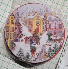 NEW 1980s "Christmas City" Stovetop Burner Covers-Set of 4 Metal by Reston Lloyd