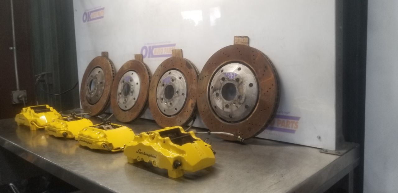 2004 LAMBORGHINI GALLARDO BREMBO BRAKE CALIPER SET WITH ROTORS YELLOW