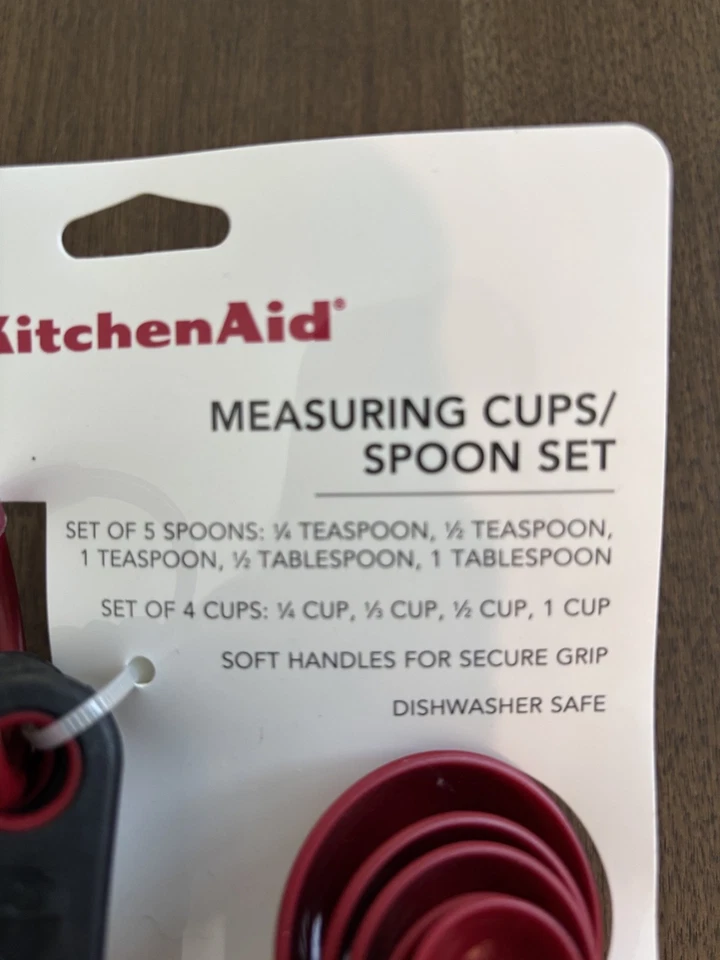 KitchenAid Measuring Cups Spoon Set Red Soft Black Handles Dishwasher Safe - Image 4 of 4