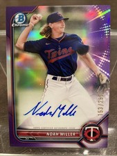 2022 Bowman Chrome Noah Miller Purple Refractor Auto #/250 Dodgers #CPA-NM
