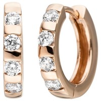 Creolen 925 Sterling Silber Rotgold Vergoldet 8 Zirkonia Ohrringe