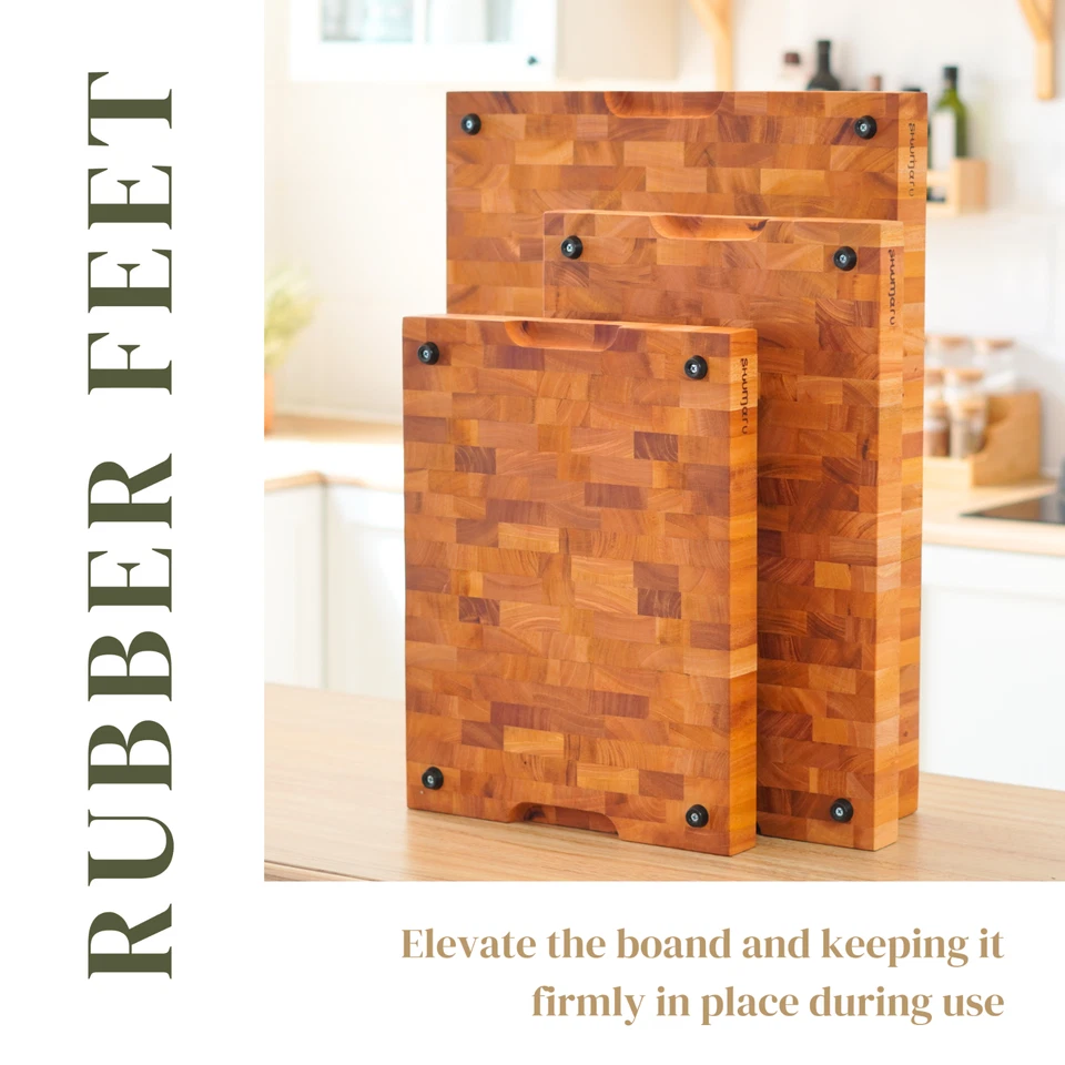 Tabla de cortar madera de grano final de caoba SHUMARU - 16,5x12,6x1,6" bloque de carnicero Foto 3 de 4