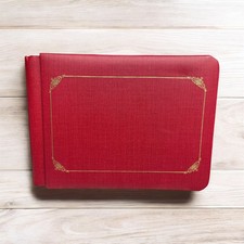 Creative Memories Classic Strap Hinge Album Red 5x7" Gold Trim 10 2-Sided Pages
