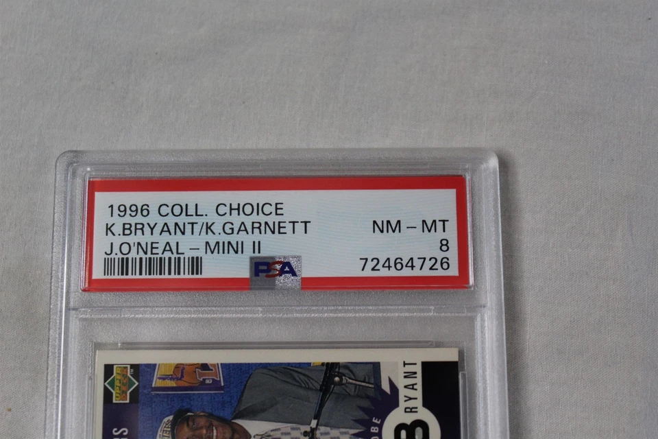1996 Collectors Choice K. Bryant / K. Garnett / J. O'Neal Mini II PSA NM-MT 8 - Image 3 of 4