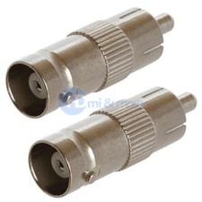 BNC Female Jack to RCA Male Plug Adapter Connector Coupler CCTV - LOT of 2