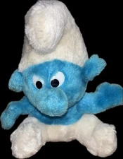 Vintage 8" Blue Smurf Bean Bag Plush Stuffed Animal