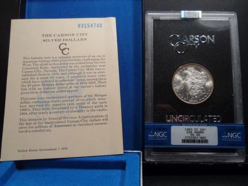 1883-CC MS65 GSA Hoard Morgan Silver Dollar NGC Certified Gem with Box/COA