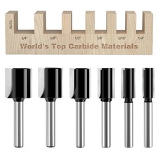 Straight Router Bit Set 1/4 Shank, 6Pcs Double Flute Dado Straight Cut Router...