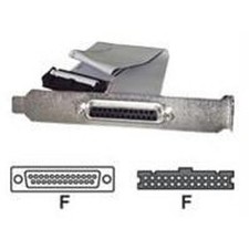 This 25-pin parallel to 25-pin header slot plate features one db25 female connec