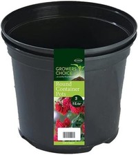 5 Litre Round Container Pot (Pack of 3), Black Plant Pot