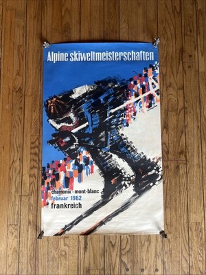 Original 1962 Alpine Ski World Championship CHAMONIX MONT-BLANC Poster