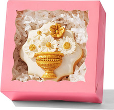 50PCS 4X4X2 Inches Pink Bakery Boxes with Clear Window Ideal for Packaging Cooki