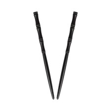 Carved Wooden Hair Sticks Set, Traditional Hair Chopsticks, 7 inches, 2 Black