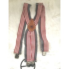 CLC Custom LeatherCraft Men's Striped Suspenders Red White Blue Leather Y-Back