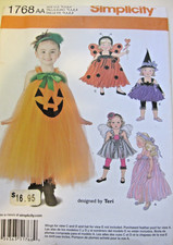 Simplicity 1768 TODDLER COSTUMES PUMPKIN, WITCH MORE Pattern UC Size 1/2-3