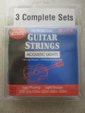 3 SETS MARK II PROFESSIONAL GUITAR STRINGS ACOUSTIC LIGHTS BRONZE WOUND USA NOS