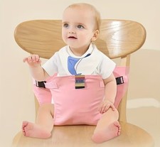 Universal Dining Chair Seat Belt - Adjustable Portable Strap Pink